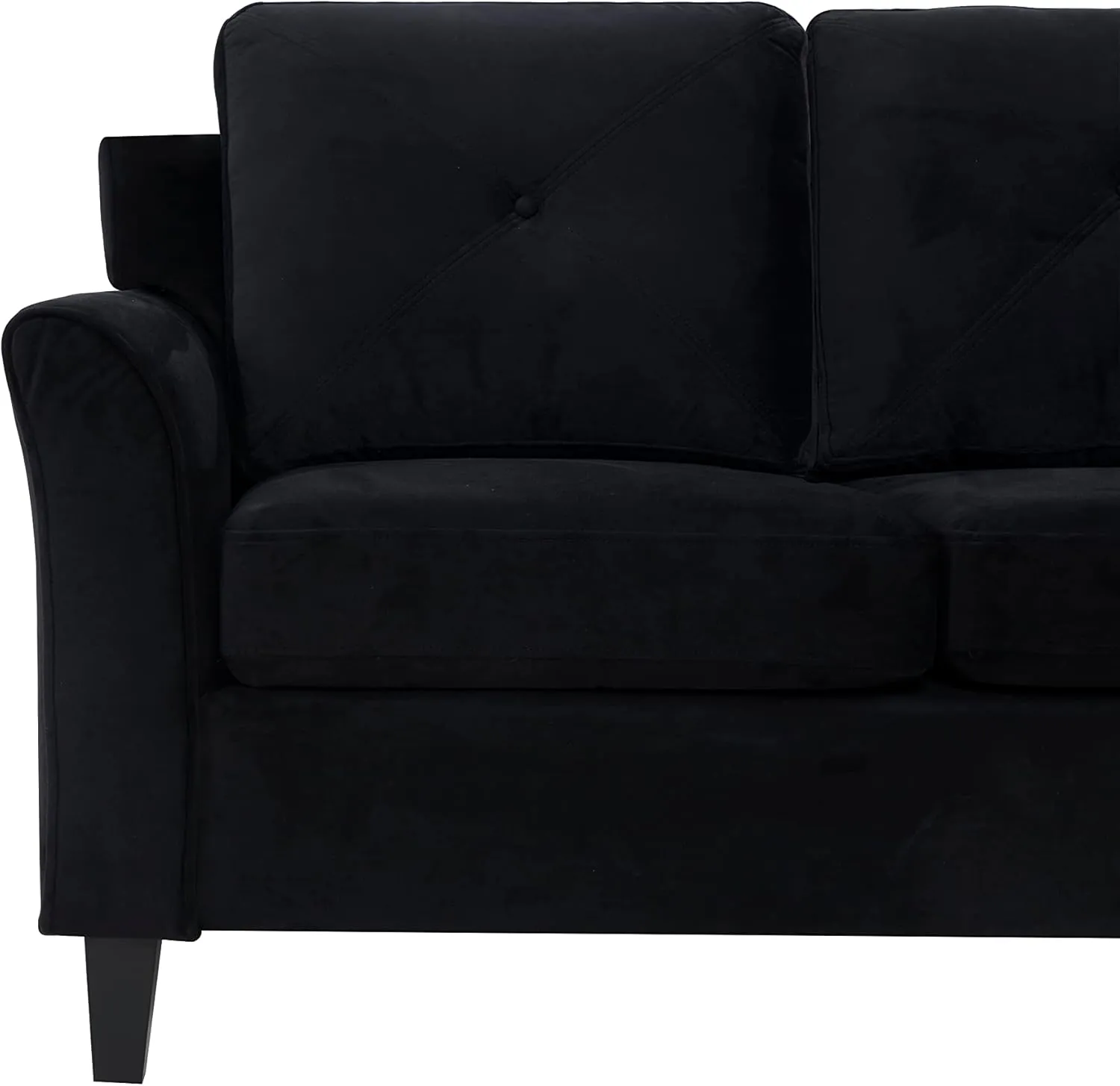 Naomi Home Modern Button Tufted Microfiber Loveseat, Love Seat Sofa Bed Sleeper with Rolled Arms, Mini Love Seats Sofas, 2 Seater Small Loveseats for Small Spaces, Living Room Furniture Sets - Black