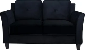 Naomi Home Modern Button Tufted Microfiber Loveseat, Love Seat Sofa Bed Sleeper with Rolled Arms, Mini Love Seats Sofas, 2 Seater Small Loveseats for Small Spaces, Living Room Furniture Sets - Black