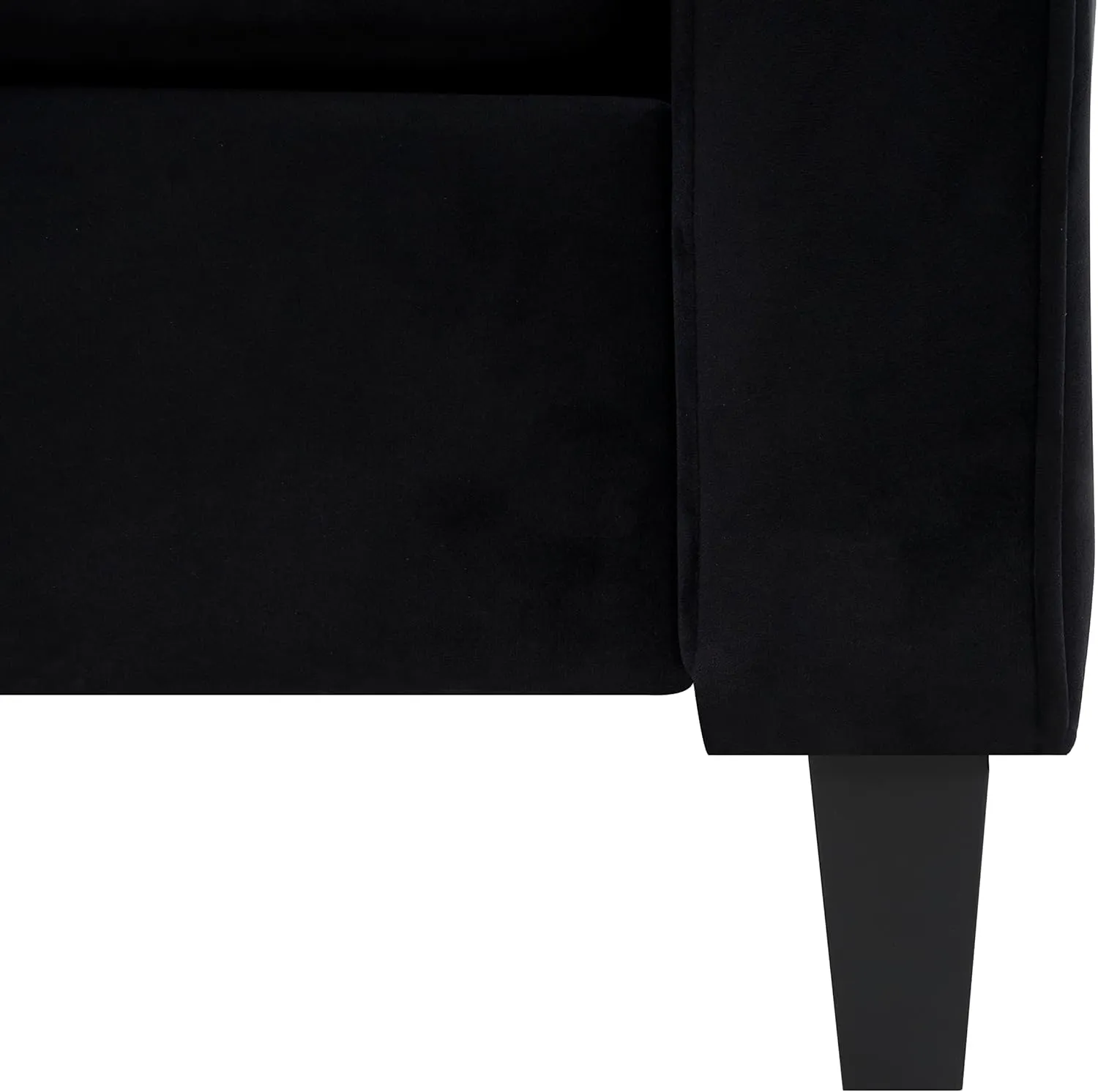 Naomi Home Modern Button Tufted Microfiber Loveseat, Love Seat Sofa Bed Sleeper with Rolled Arms, Mini Love Seats Sofas, 2 Seater Small Loveseats for Small Spaces, Living Room Furniture Sets - Black