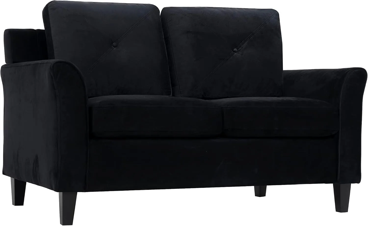 Naomi Home Modern Button Tufted Microfiber Loveseat, Love Seat Sofa Bed Sleeper with Rolled Arms, Mini Love Seats Sofas, 2 Seater Small Loveseats for Small Spaces, Living Room Furniture Sets - Black