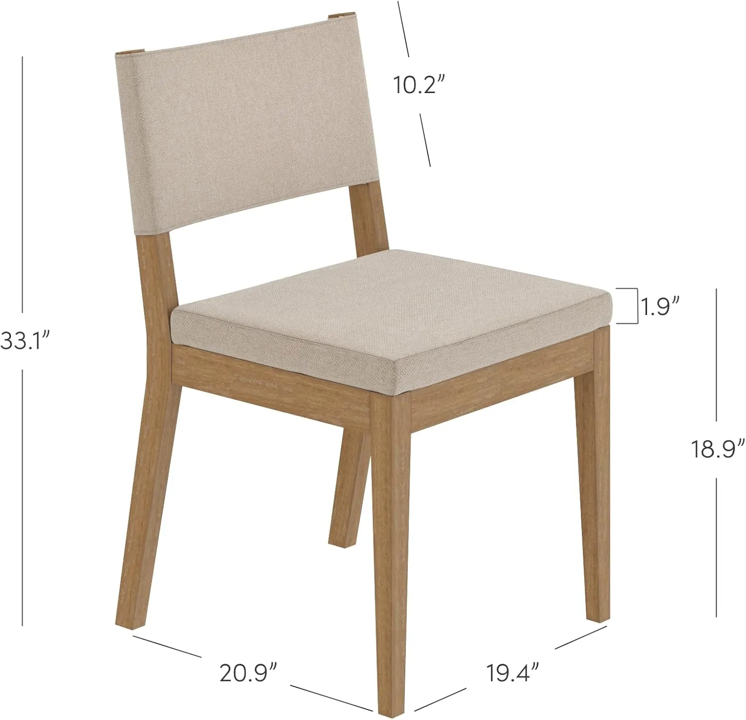 Nathan James Linus Modern Upholstered Dining Chair with Solid Rubberwood Legs in a Wire-Brushed Light Brown Finish, Natural Flax/Brown