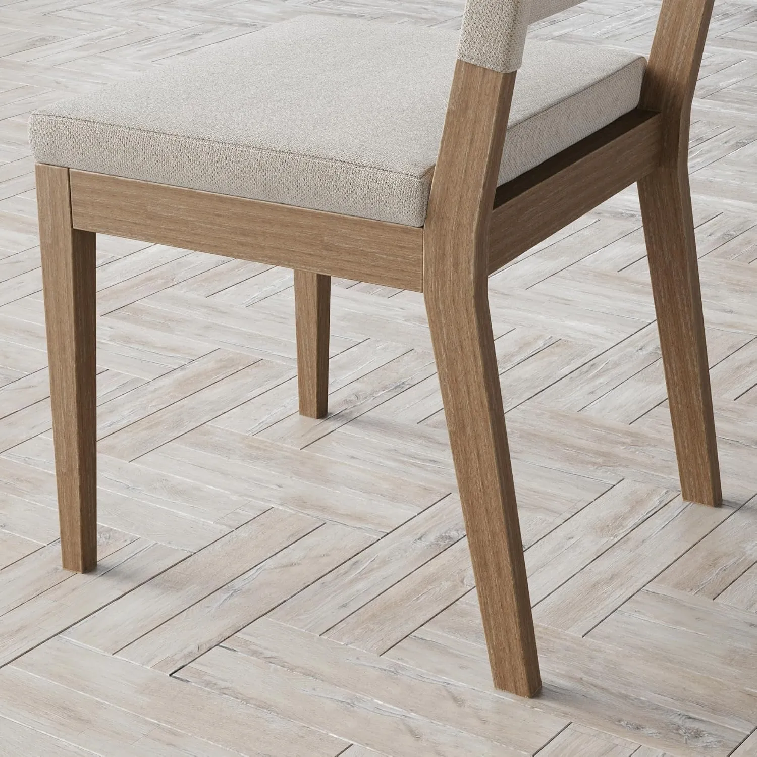 Nathan James Linus Modern Upholstered Dining Chair with Solid Rubberwood Legs in a Wire-Brushed Light Brown Finish, Natural Flax/Brown