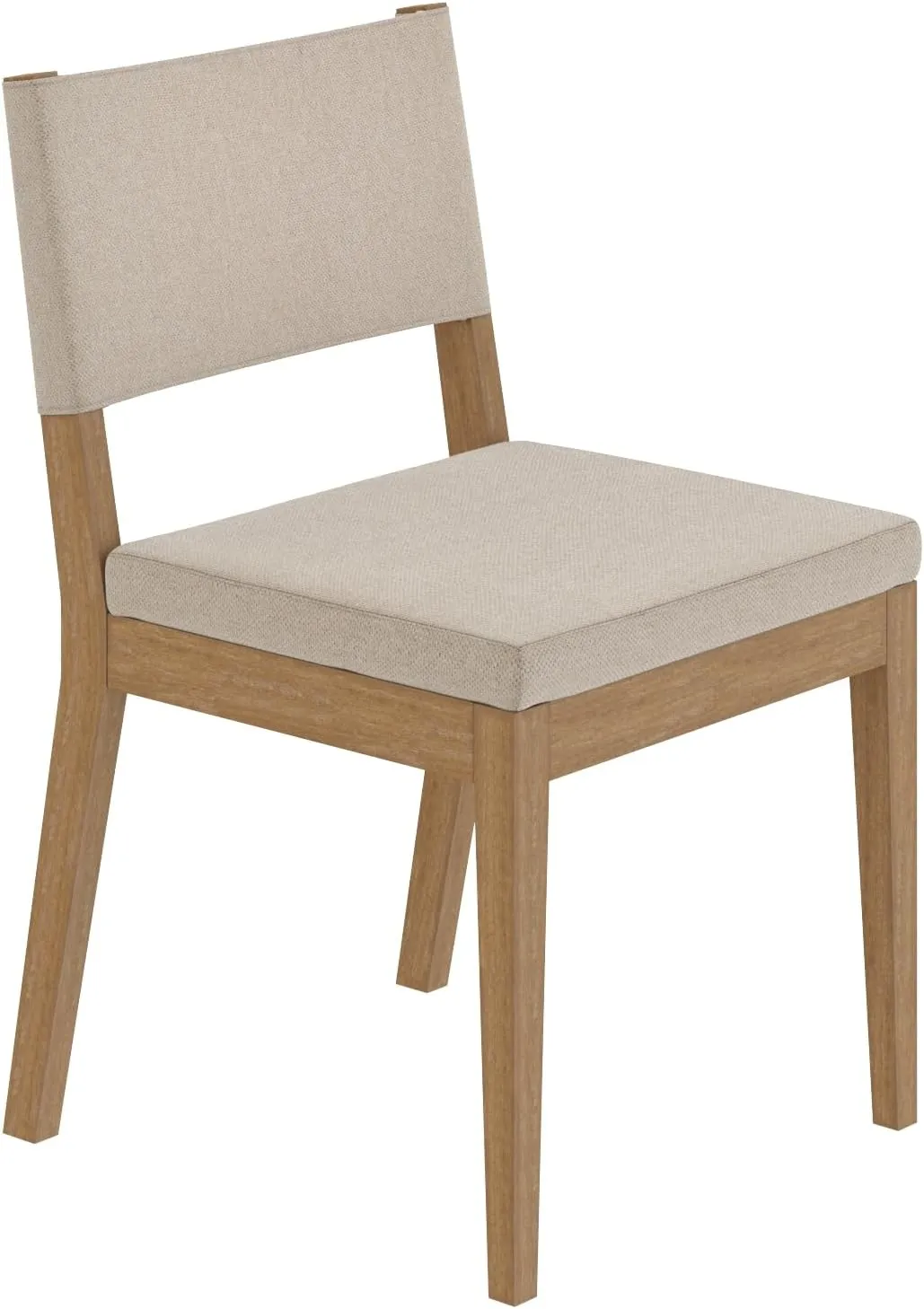 Nathan James Linus Modern Upholstered Dining Chair with Solid Rubberwood Legs in a Wire-Brushed Light Brown Finish, Natural Flax/Brown