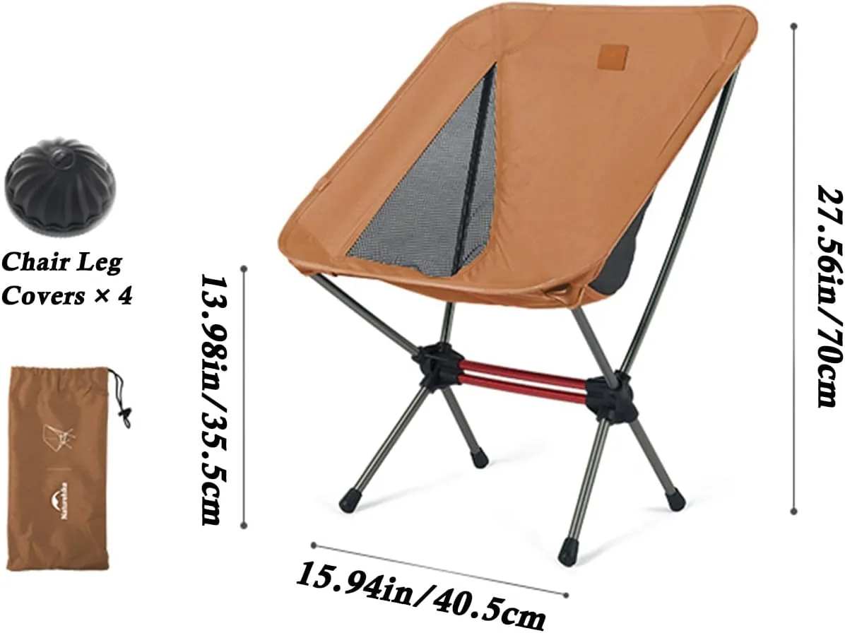 Naturehike Camping Chair, Foldable Chair with Storage Bag, Outdoor Portable Chair for Adults, Lightweight, Supports 330lbs, Backpacking Chair for Fishing, Hiking, Beach, Lawn