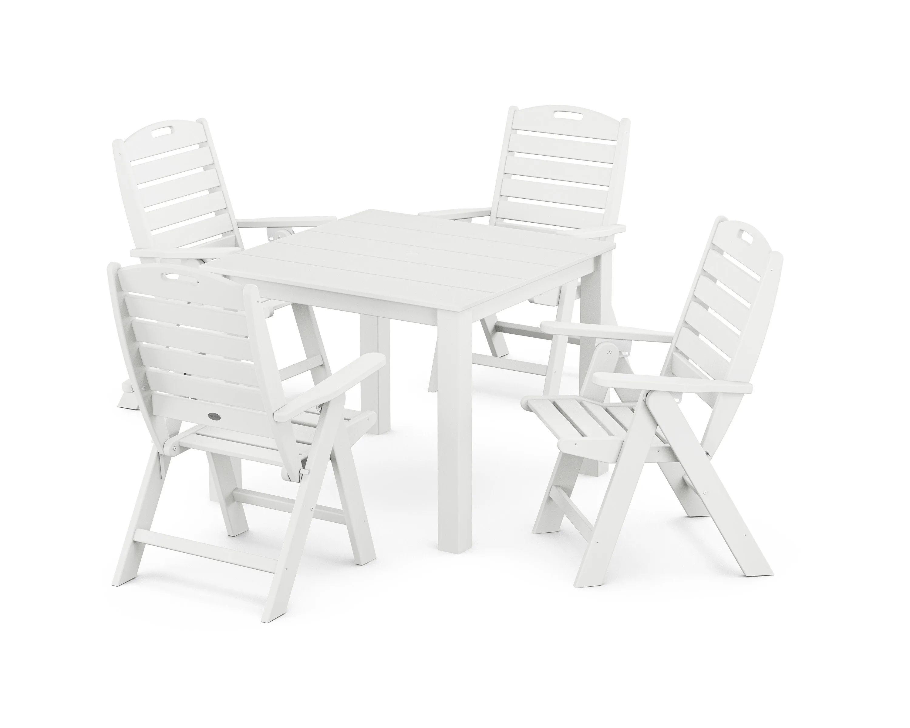 Nautical Folding Highback Chair 5-Piece Parsons Dining Set