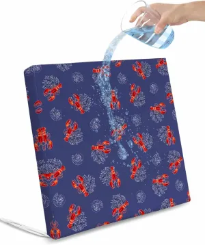 Navy Blue Coastal Outdoor Cushion Chair Cover Set of 2 - Waterproof Couch Seat Covers, Red Lobster Nautical Ocean Patio Furniture Protector Cushions Slipcovers for Sofa/RV, 20"x18"x4"
