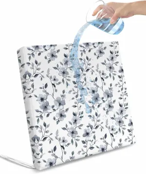 Navy Blue Spring Floral Outdoor Cushion Chair Cover Set of 4 - Waterproof Couch Seat Covers, Summer Botanical Pastoral Watercolor Patio Furniture Protector Cushions Slipcovers for Sofa/RV, 22"x20"x4"