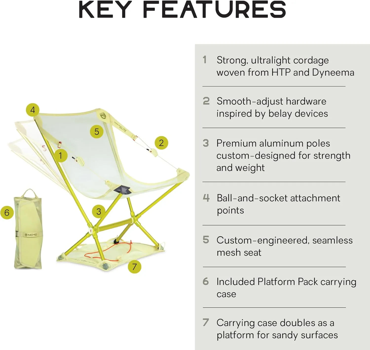 NEMO Equipment Moonlite Elite Reclining Backpacking Chair - One Size - Citron