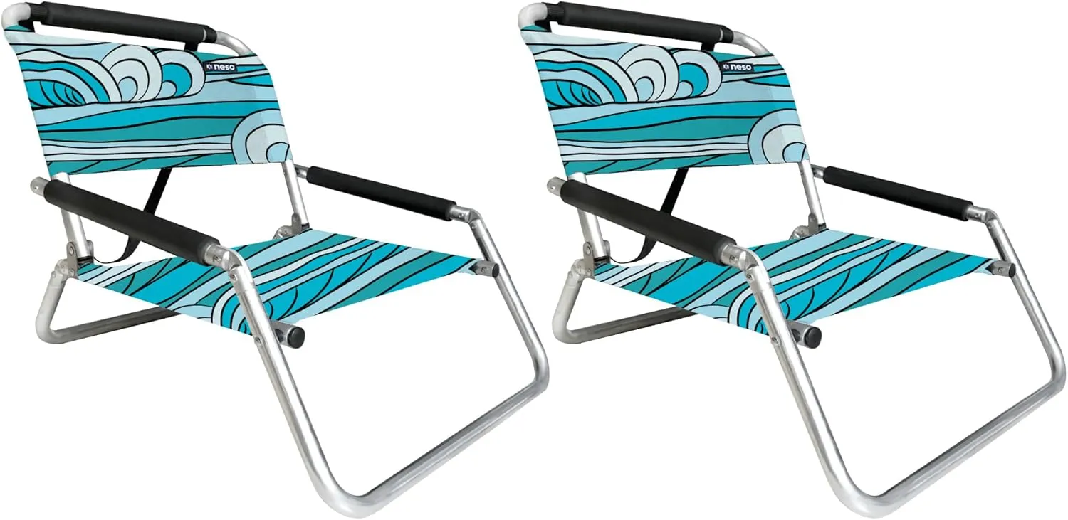 Neso Beach Chairs 2 Pack | Water Resistant with Shoulder Strap and Slip Pocket | Folds Thin (Swells, Regular)