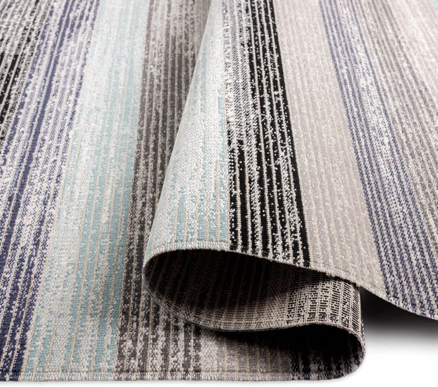Nicole Miller New York Patio Sofia Estelle Indoor/Outdoor Area Rug, Gray/Blue, 5'2"x7'2" Rectangle