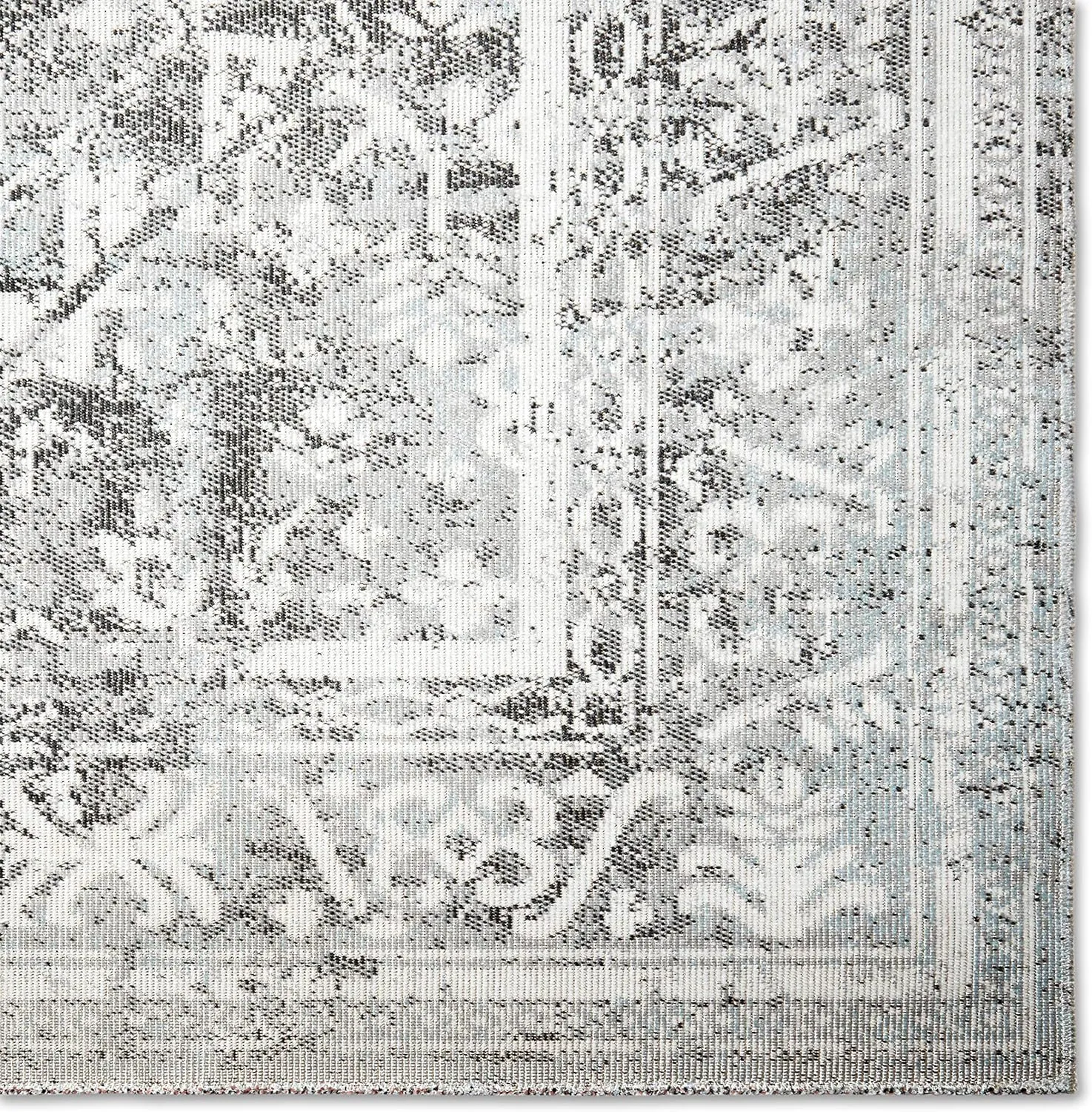 Nicole Miller New York Patio Sofia Ivy Transitional Distressed Indoor/Outdoor Area Rug, Grey/Aqua, 7'9"x10'2"