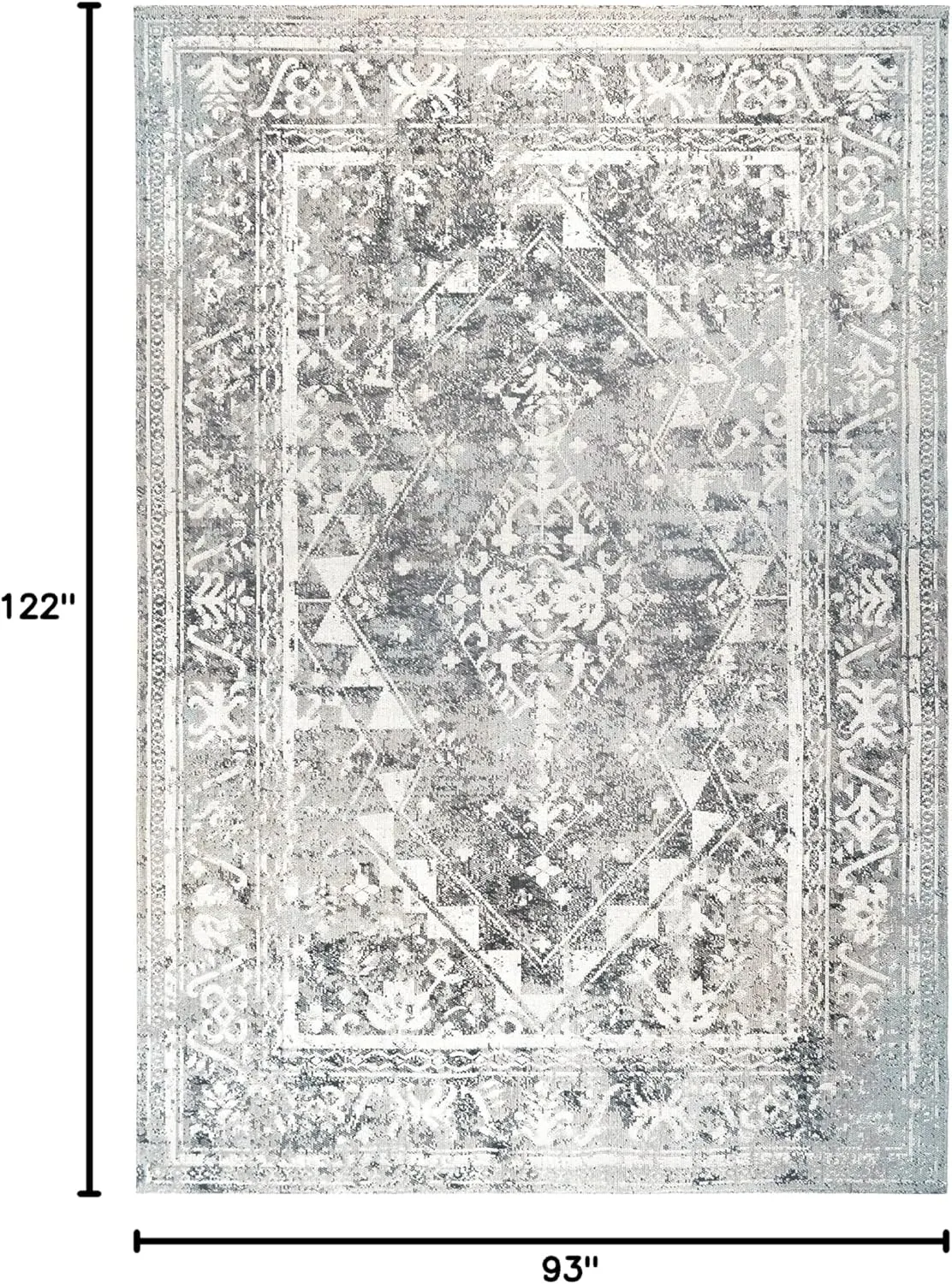 Nicole Miller New York Patio Sofia Ivy Transitional Distressed Indoor/Outdoor Area Rug, Grey/Aqua, 7'9"x10'2"