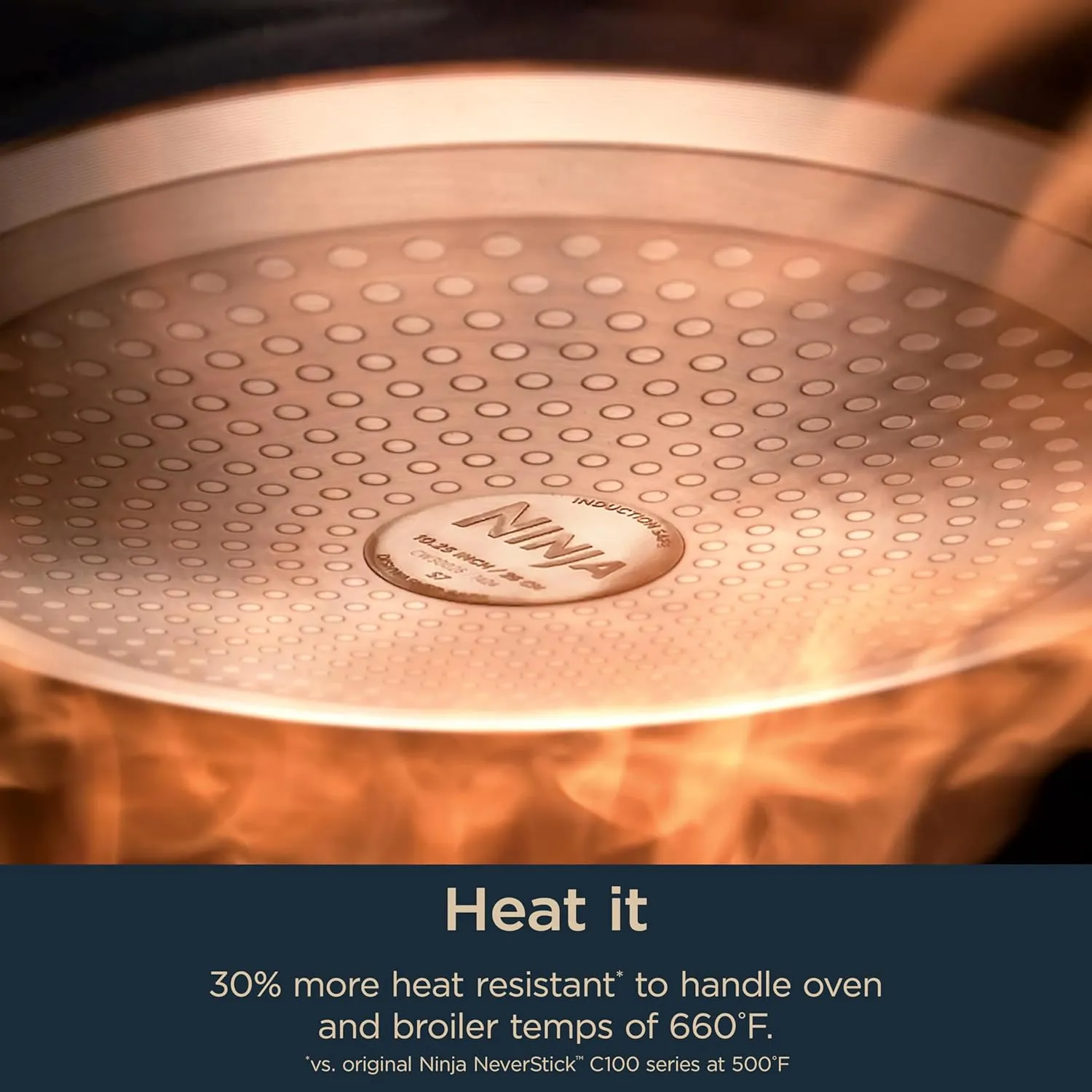 Ninja NeverStick Ceramic Pro 10.25" Fry Pan, Non-Stick Pan, PTFE Free, Ceramic Coated, Stainless Steel Handle, Stove to Oven Safe to 660°F, All Stovetops & Induction Compatible, Black, CW30026BK
