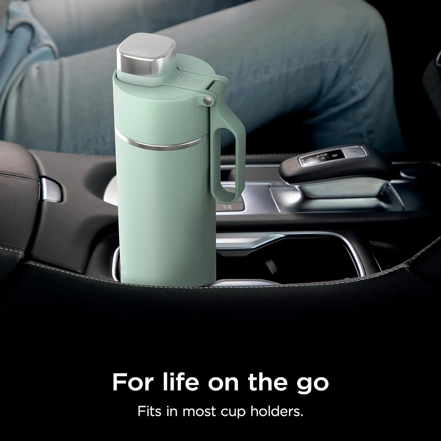 Ninja Thirsti 18oz Travel Water Bottle, For Carbonated Sparkling Drinks, Colder and Fizzier Longer, Leak Proof, 24 Hrs Cold, Dishwasher Safe, Stainless Steel Insulated Tumbler, Seafoam Blue, DW1801MT