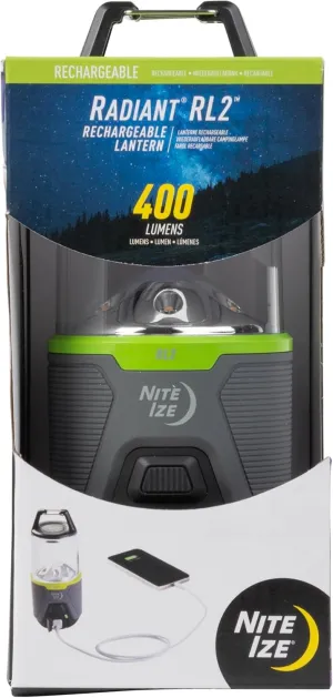 Nite Ize Radiant RL2 Rechargeable Lantern - Outdoor LED Lantern - Camping Gear & Emergency Kits - Rechargeable with Power Bank - Impact & Water Resistant