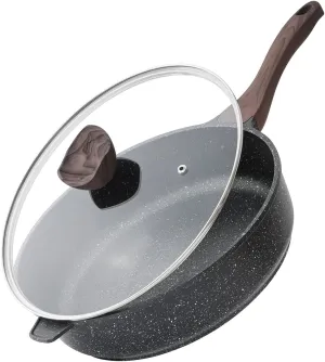 Nonstick Deep Frying Pan with Lid, 12 Inch Large Skillet, 5 Qt Non Stick Saute Pan for Cooking, Healthy Induction Cookware, PFOA Free