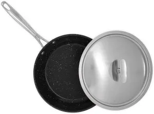 Nordic Ware Basalt Aluminum Saute Skillet and Lid Set, 12-Inch, Ceramic Coating