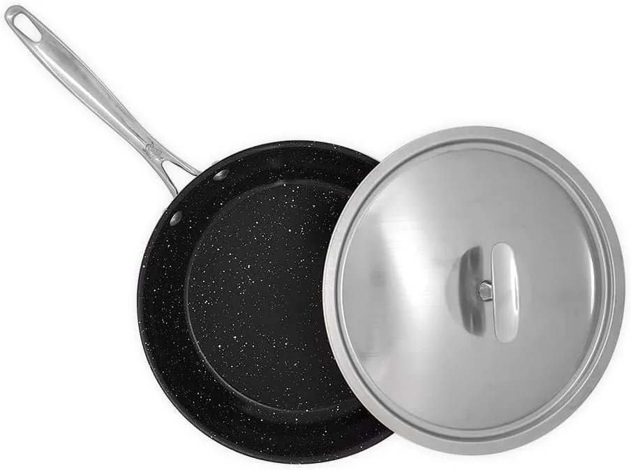 Nordic Ware Basalt Aluminum Saute Skillet and Lid Set, 12-Inch, Ceramic Coating
