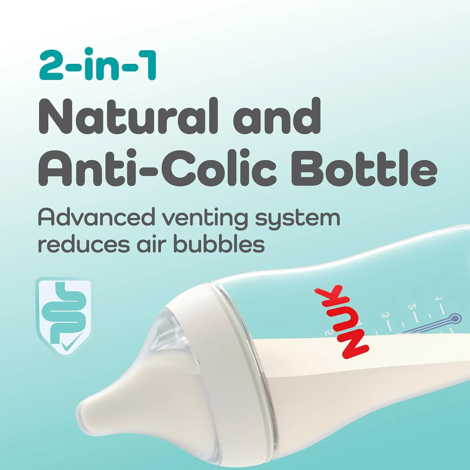 NUK Perfect Match 2-in-1 Natural and Anti-Colic Bottle with Slow Flow, Wide, Adaptable Nipple, 5oz., 2 Pack,