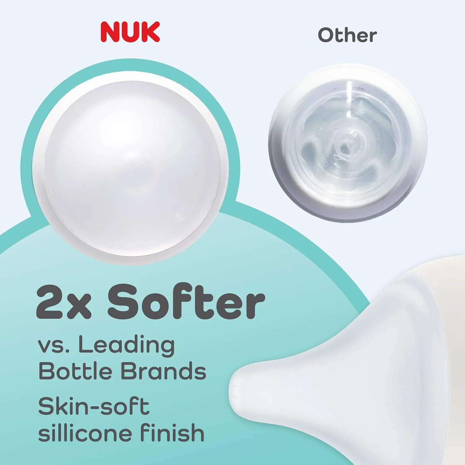 NUK Perfect Match 2-in-1 Natural and Anti-Colic Bottle with Slow Flow, Wide, Adaptable Nipple, 5oz., 2 Pack,
