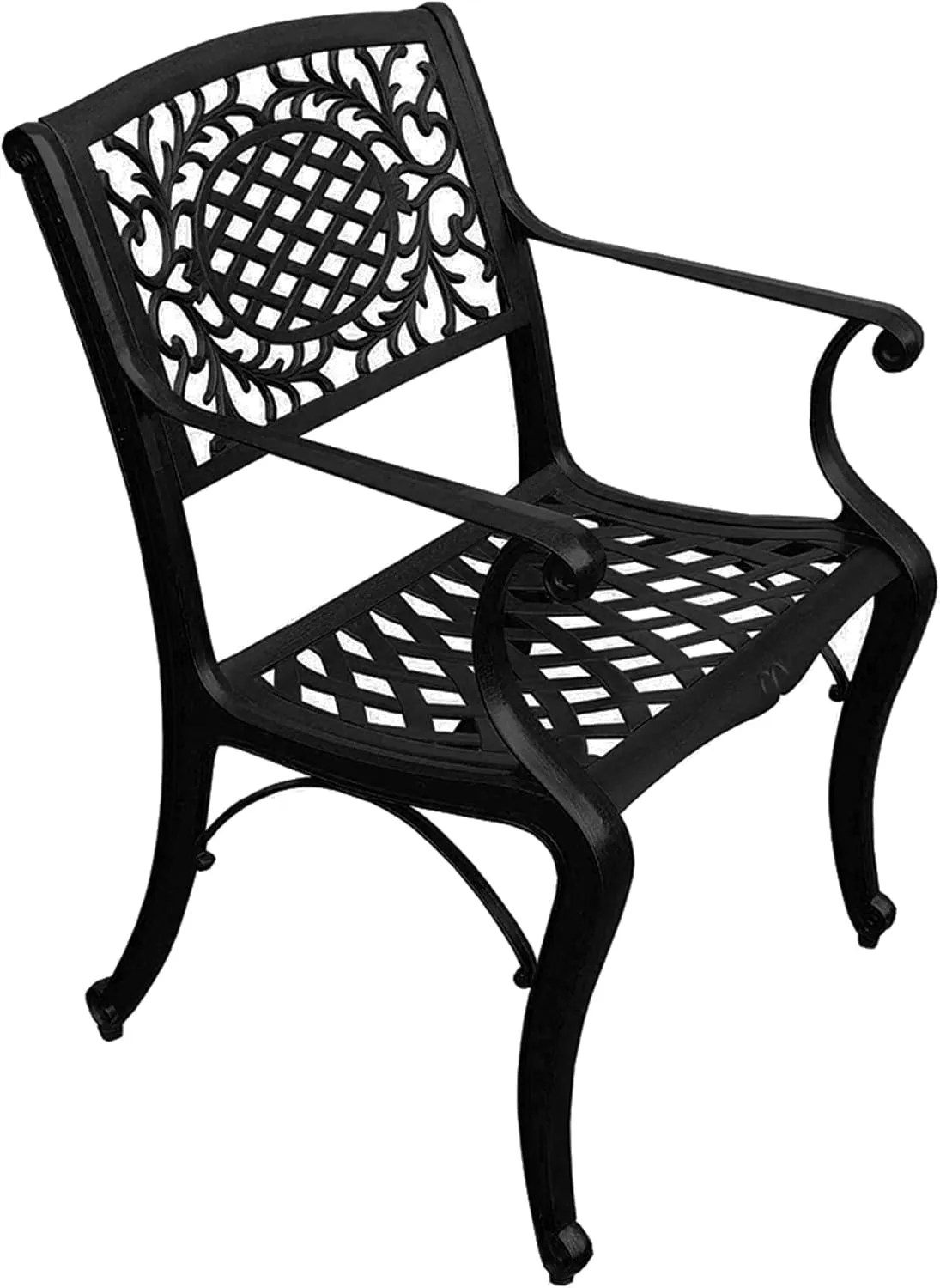 Oakland Living 2777-MESH-KD-CHAIR-LBK Ornate Traditional Outdoor Cast Aluminum Black Patio Dining Chair