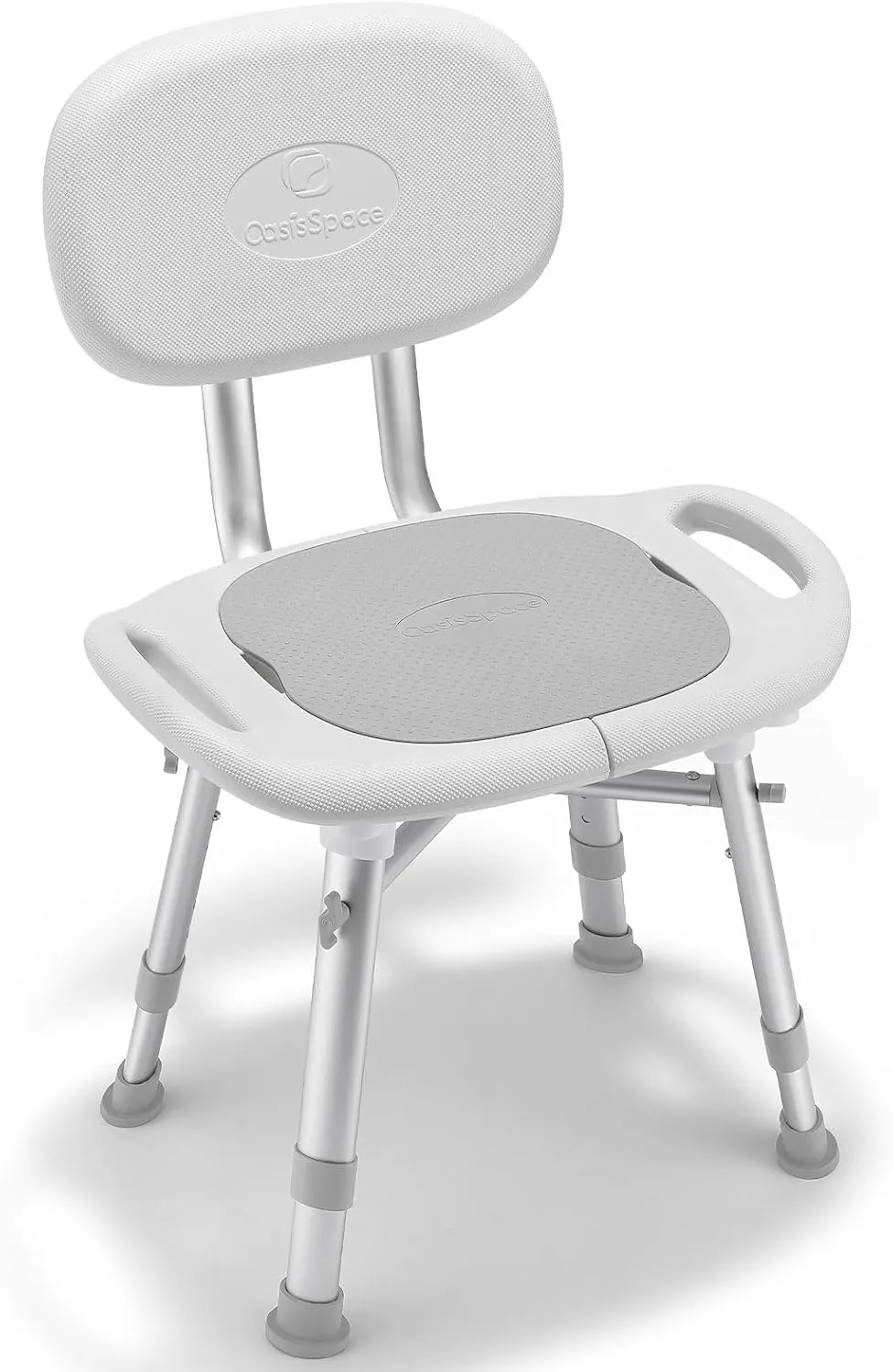 OasisSpace Shower Chair with Removable Back, FDA-Compliant Wide Bath Seat for Elderly Adults, 60% Enlarged Non-Slip Shower Stool 400lbs Tool-Free Assembly Bath Seat for Bathtub & Indoor (Gray)