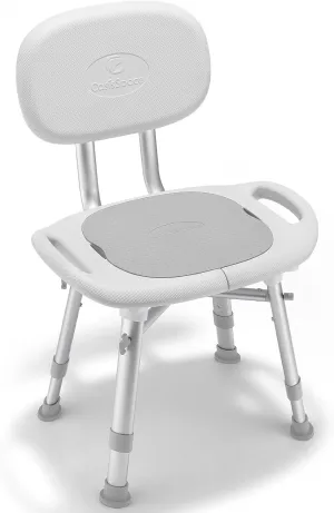 OasisSpace Shower Chair with Removable Back, FDA-Compliant Wide Bath Seat for Elderly Adults, 60% Enlarged Non-Slip Shower Stool 400lbs Tool-Free Assembly Bath Seat for Bathtub & Indoor (Gray)