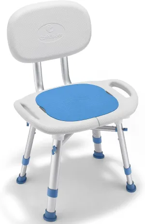 OasisSpace Shower Chair with Removable Back,Upgrade 60% Enlarged Seat Design Shower Stool,Heavy Duty Shower Seat for Inside tub 500lbs(Blue)