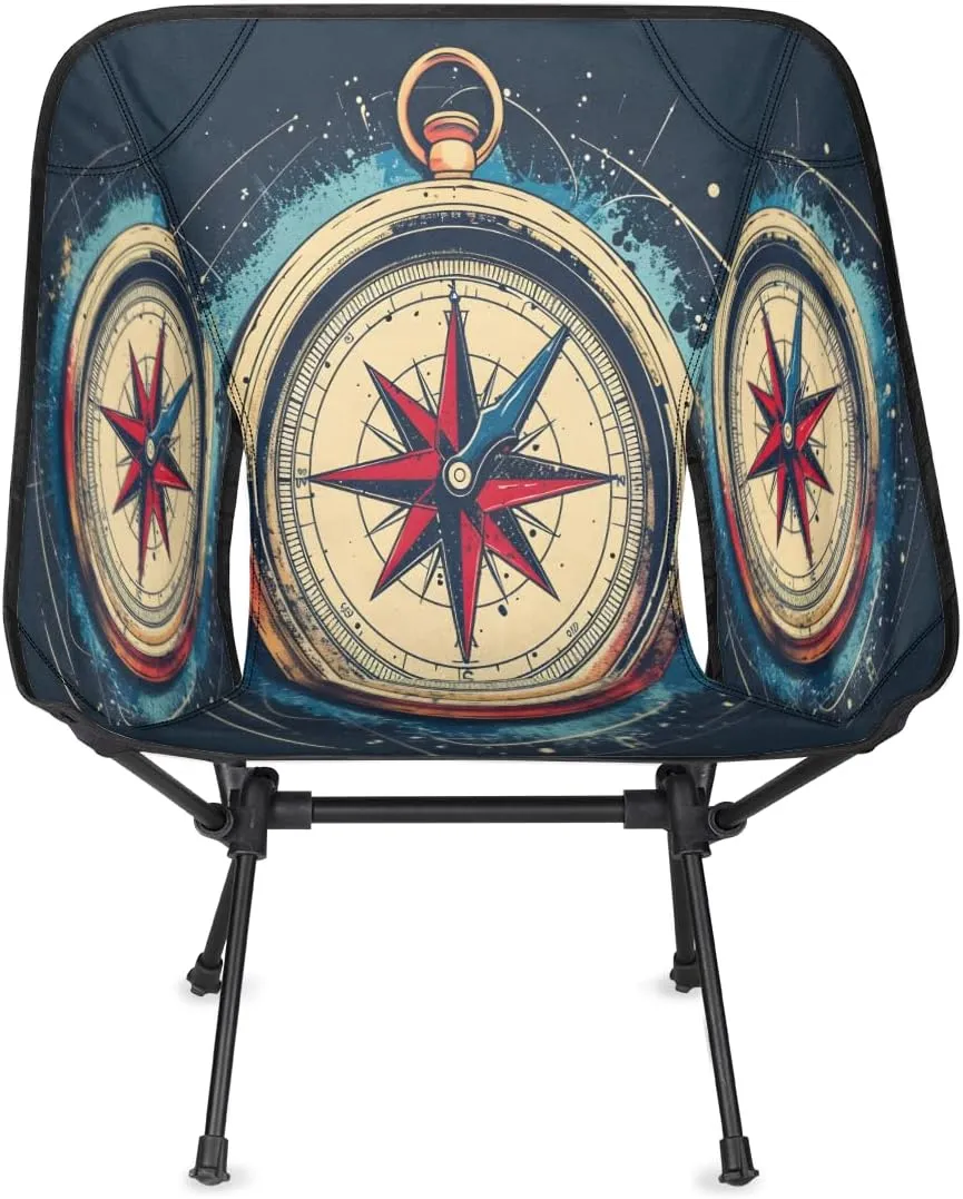 Ocean Compass Portable Camping Chair Lightweight Folding Backpacking Chair, Compact Foldable Beach Seat with Carry Bag for Outdoor Hiking Fishing Travel