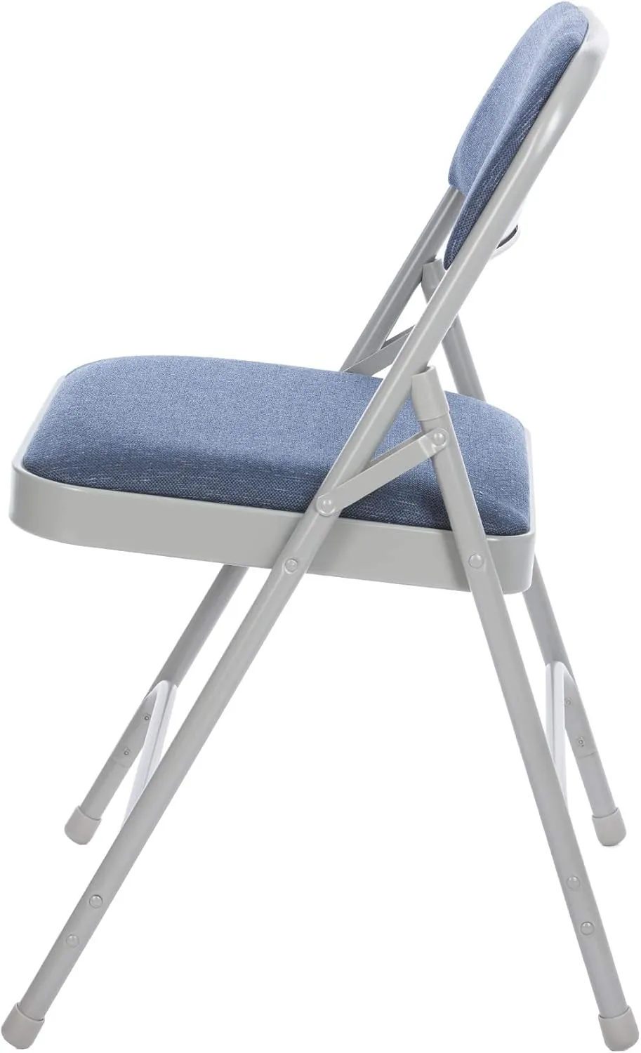 OEF Furnishings Deluxe Fabric Upholstered Folding Chair, Blue/Grey – Sturdy Double Hinge Frame with Plush Padding