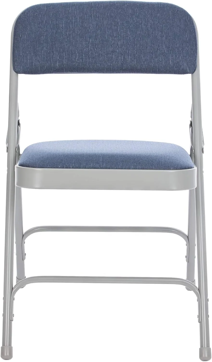 OEF Furnishings Deluxe Fabric Upholstered Folding Chair, Blue/Grey – Sturdy Double Hinge Frame with Plush Padding