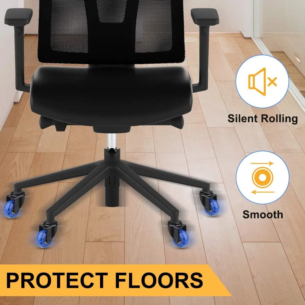 Office Chair Caster Replacement Wheel for Hardwood Floor and Carpet,2" Heavy Duty Universal Floor Safe Caster Set of 5,Rubber Wheels Office Chair to Replace Office Chair mats,fits 98% Chairs