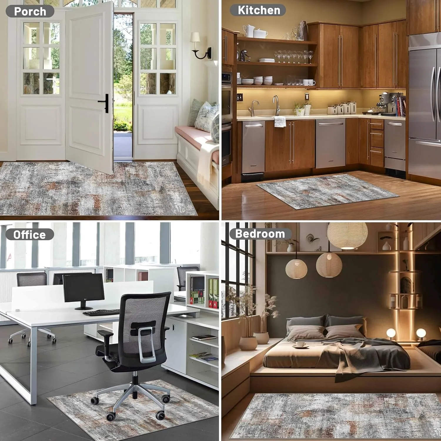 Office Chair Mat for Hardwood Floor&Tile Floor,36"X 48" Heavy Duty Desk Chair Mat for Hard Floors,Under Desk Rug for Rolling Computer Chair,Anti Slip,Low Pile Carpet Floor-Abstract Grey