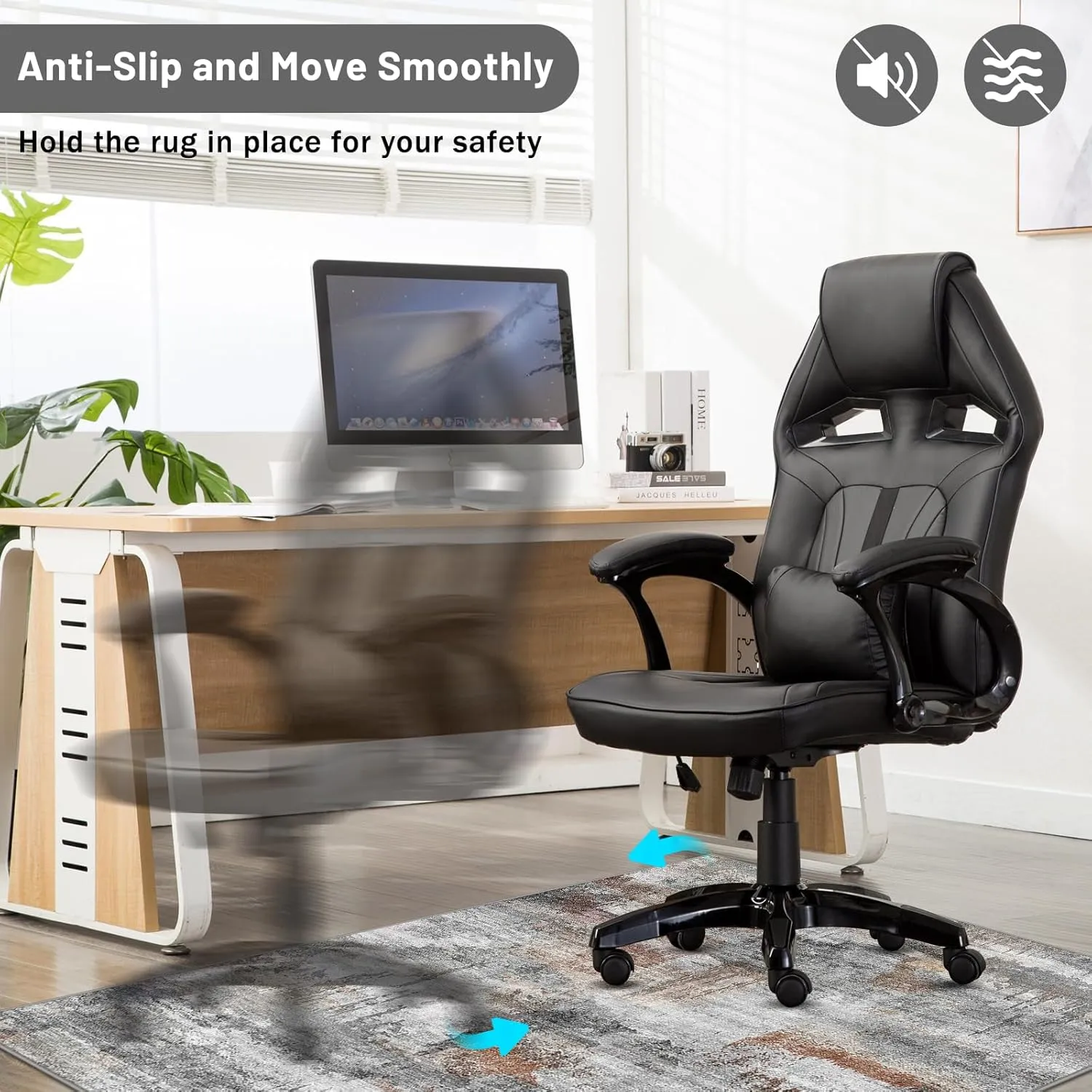Office Chair Mat for Hardwood Floor&Tile Floor,36"X 48" Heavy Duty Desk Chair Mat for Hard Floors,Under Desk Rug for Rolling Computer Chair,Anti Slip,Low Pile Carpet Floor-Abstract Grey