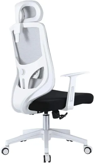 Office Chair Mesh High Back Swivel Office Chair Game Chair 130° tiltable Design Adjustable headrest Lumbar Pillow Chair Lift Breathable mesh Bearing Weight 200kg Ergonomic Desk Chair(White)