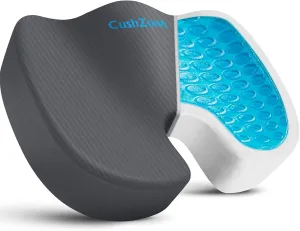 Office Chair Seat Cushion, Cooling Gel Enhanced Memory Foam Cushion for Long Sitting - Back, Sciatica, Coccyx, Tailbone Pain Relief Pillow - for Office, Gaming, Car, Wheelchair - Grey, Large