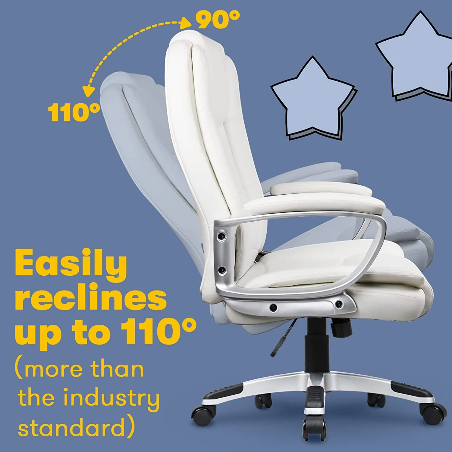 OFIKA Home Office Chair, Ergonomic Desk Chair, Adjustable Task Chair for Lumbar Back Support, Computer Chair with Rolling Swivel and Armrest, Modern Executive High Back Leather Chairs (Cream White)