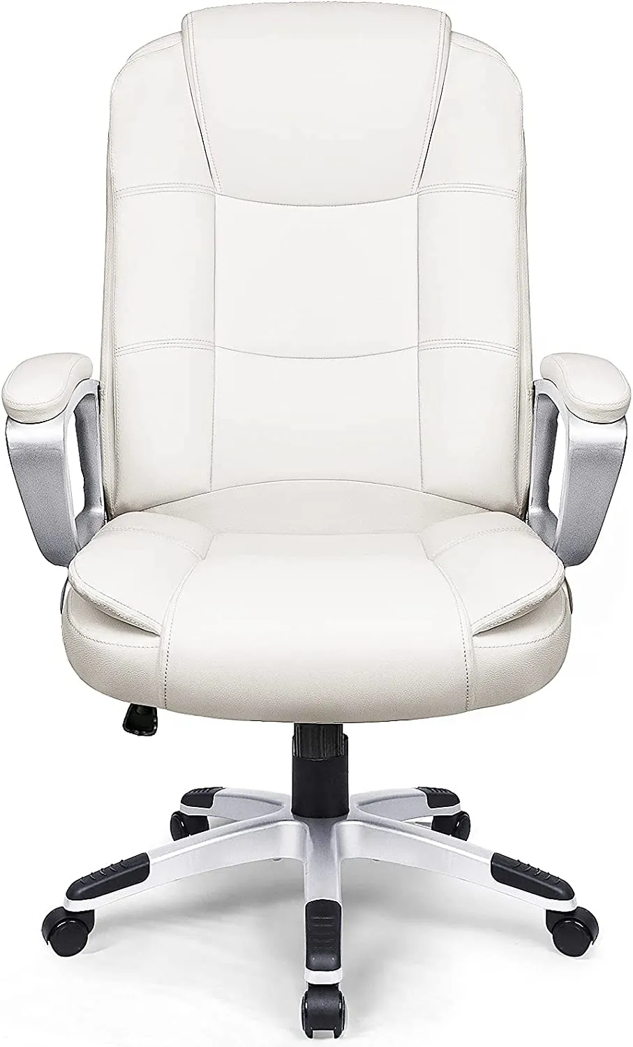 OFIKA Home Office Chair, Ergonomic Desk Chair, Adjustable Task Chair for Lumbar Back Support, Computer Chair with Rolling Swivel and Armrest, Modern Executive High Back Leather Chairs (Cream White)