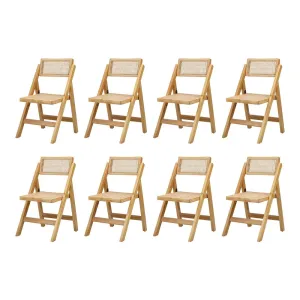 Oikiture 8x Dining Chairs Folding Rattan Chair Wooden