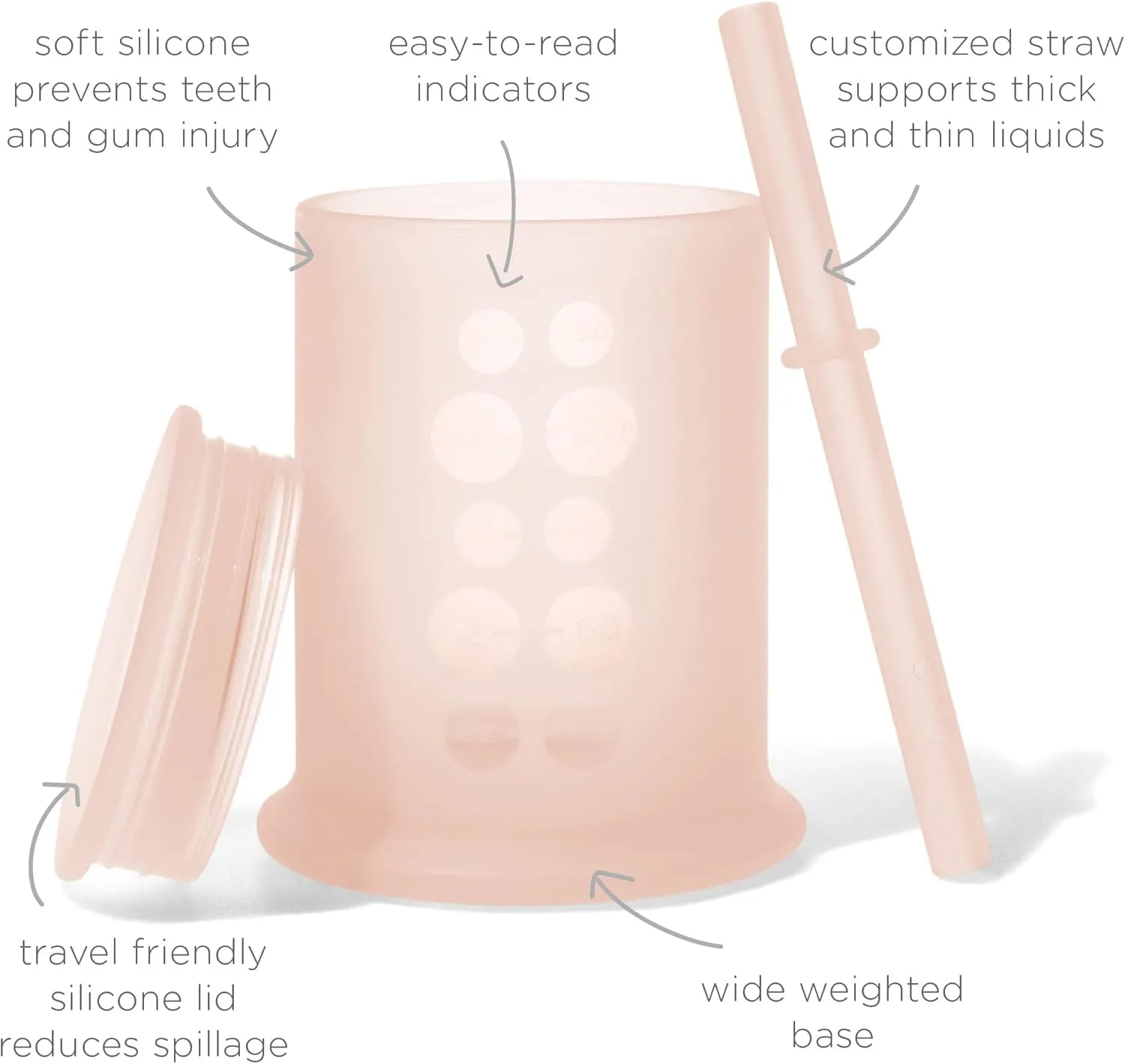 Olababy Silicone Training Cup with Straw Lid | Babies Water Drinking Cup | 6  Mo Infant To 12-18 Months Toddler | Sippy Cup For Kids & Smoothie Cup | Baby Led Weaning (Coral, 5 oz)