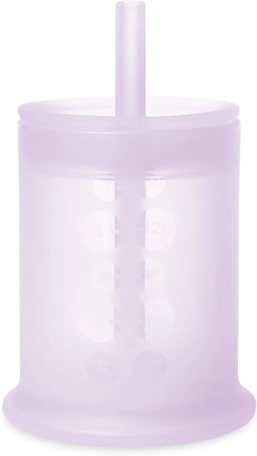 Olababy Silicone Training Cup with Straw Lid | Babies Water Drinking Cup | 6  Mo Infant To 12-18 Months Toddler | Sippy Cup For Kids & Smoothie Cup | Baby Led Weaning (Lilac, 5 oz)