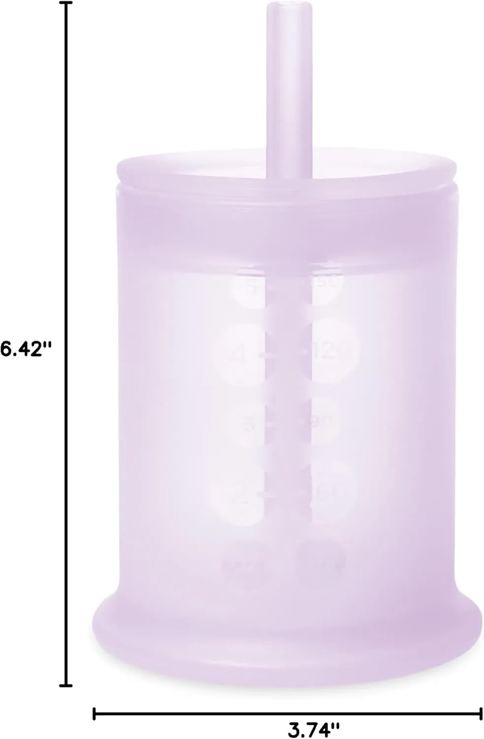 Olababy Silicone Training Cup with Straw Lid | Babies Water Drinking Cup | 6  Mo Infant To 12-18 Months Toddler | Sippy Cup For Kids & Smoothie Cup | Baby Led Weaning (Lilac, 5 oz)