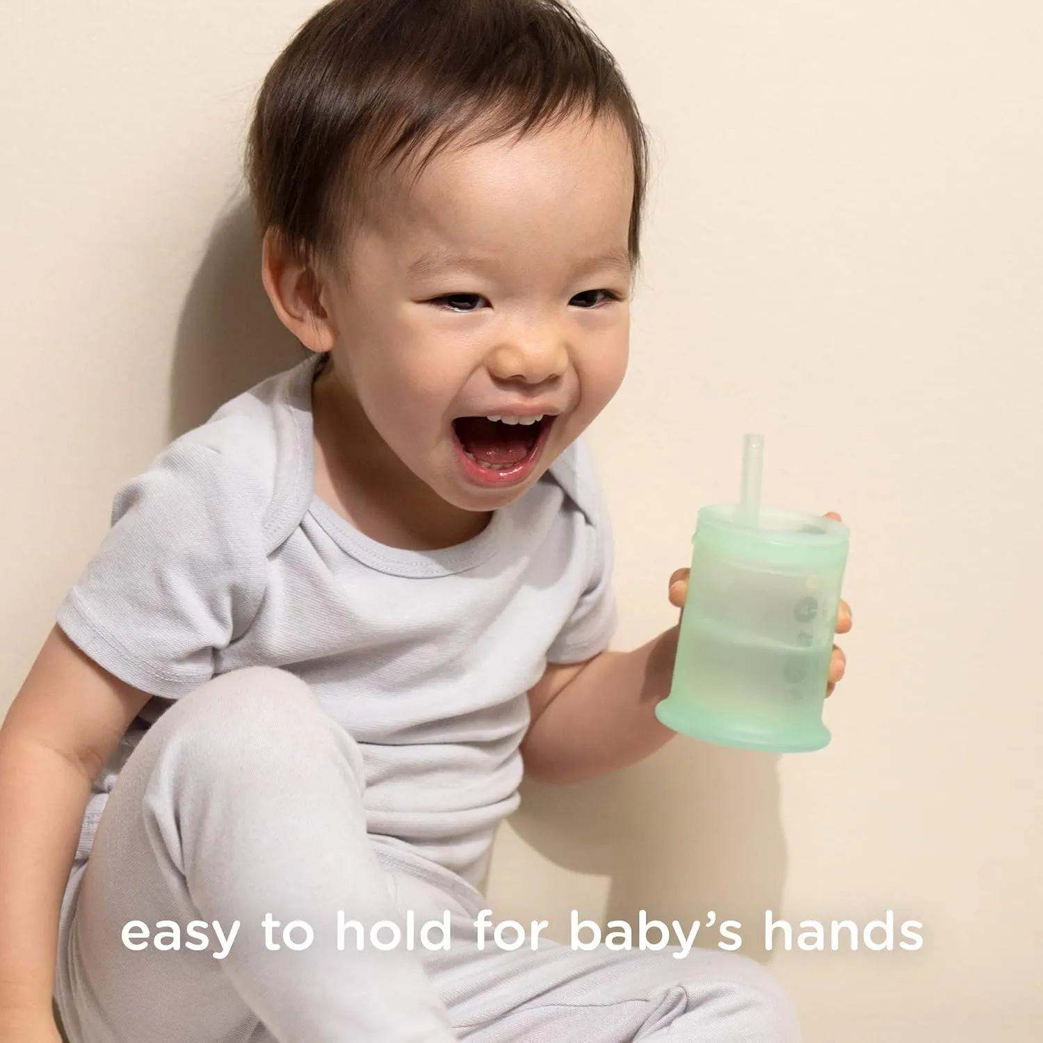 Olababy Silicone Training Cup with Straw Lid | Babies Water Drinking Cup | 6  Mo Infant To 12-18 Months Toddler | Sippy Cup For Kids & Smoothie Cup | Baby Led Weaning (Lilac, 5 oz)