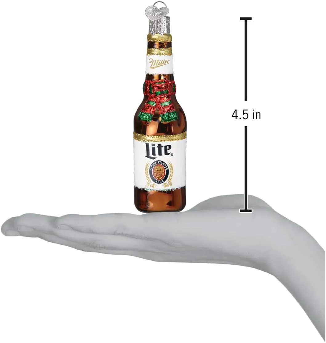 Old World Christmas Holiday Miller Lite Bottle Glass Blown Ornament for Christmas Tree