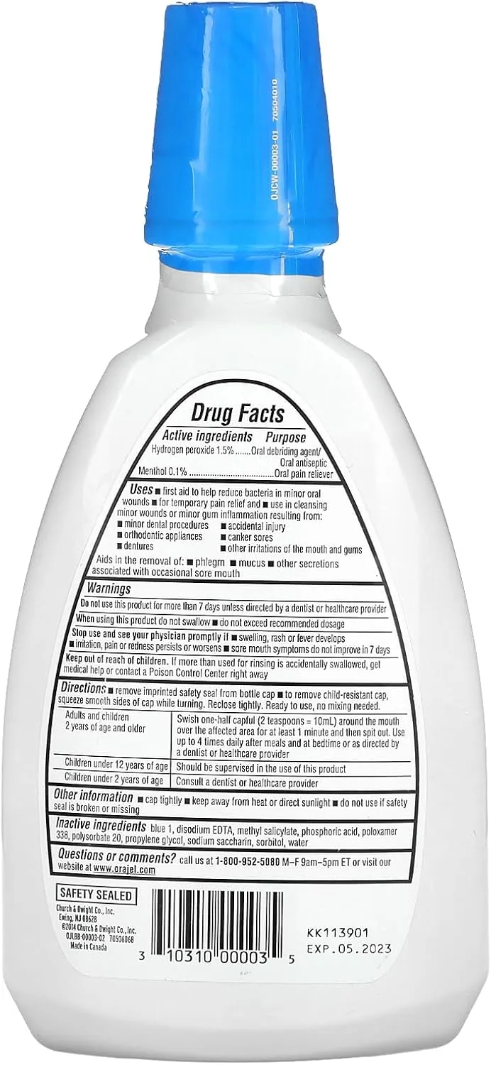 Orajel Alcohol Free Antiseptic Rinse, 16 fl. oz.