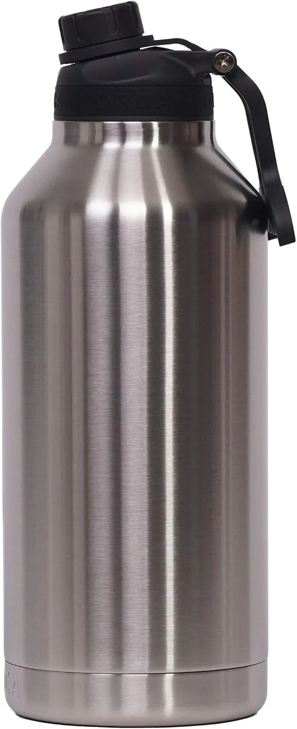 ORCA Hydra 66oz | Insulated, Stainless Steel Water Bottle with Powder Coat Finish & Silicone Grip Whale Tale Handle, Dishwasher Safe Sports Bottle — Stainless