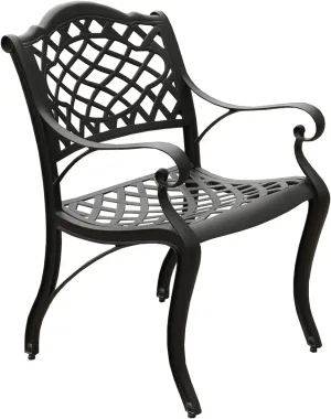 Ornate Traditional Outdoor Cast Aluminum Black Patio Dining Chair