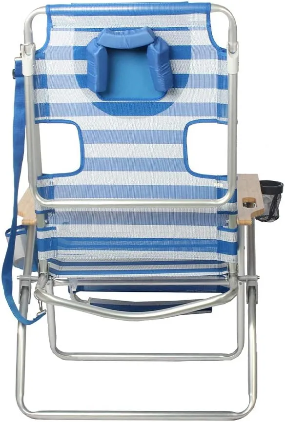 Ostrich 3-N-1 Altitude Outdoor Reclining Patio Beach Lounge Chair, Blue (2 Pack)