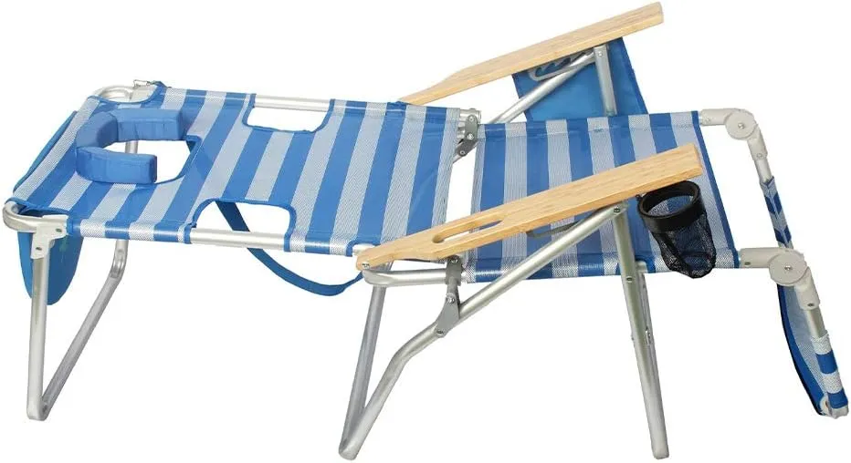 Ostrich 3-N-1 Altitude Outdoor Reclining Patio Beach Lounge Chair, Blue (2 Pack)