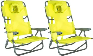 Ostrich On-Your-Back Outdoor Lounge 5 Position Reclining Beach Chair (2 Pack)